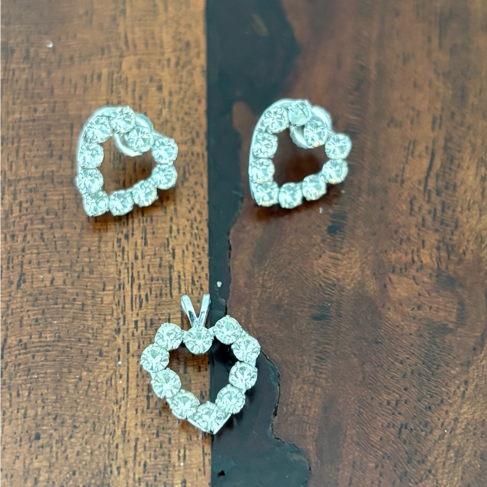 Sterling silver heart pendant and matching earrings